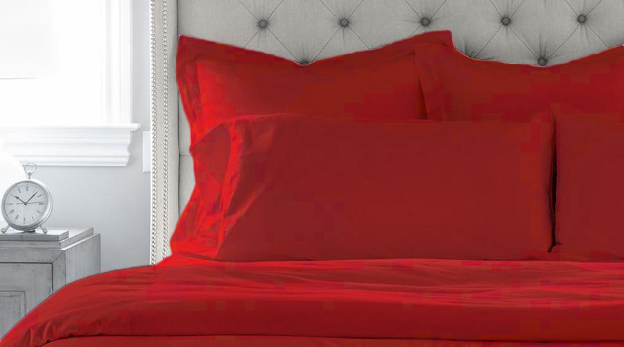 Vivid Red Double Size Luxury Egyptian Cotton Quilt Cover & Pillowcases - Egyptian Cotton Set – folded view