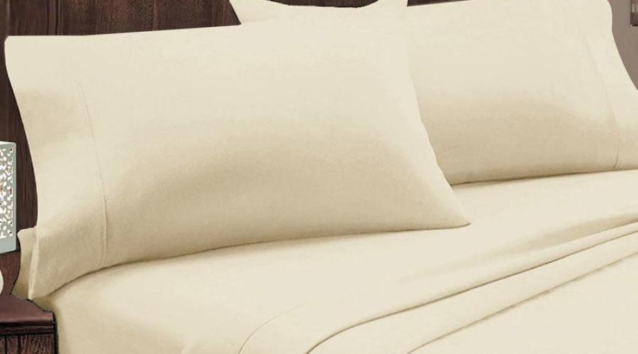 Luxury Egyptian Cotton Sheet Set | Ivory, King bed – folded view