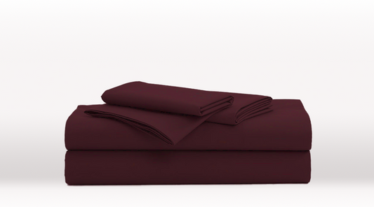 Burgundy Queen Size luxury Egyptian Cotton sheet set - Egyptian Cotton Set – folded view