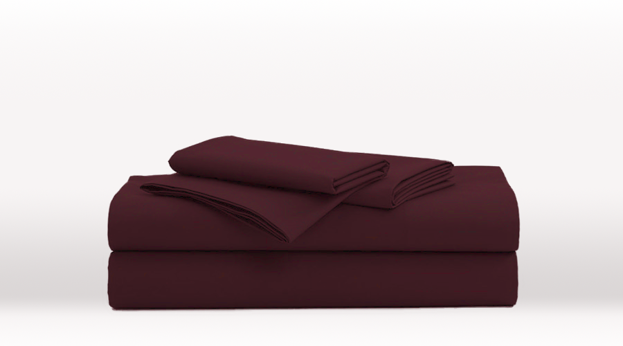 Burgundy Single Size luxury Egyptian Cotton sheet set - Egyptian Cotton Set – folded view