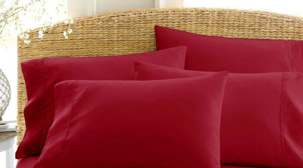 Luxury Egyptian Cotton Sheet Set | Vivid Red, Queen bed