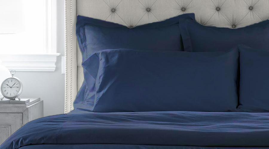 Navy Blue Double Size Luxury Egyptian Cotton Quilt Cover & Pillowcases