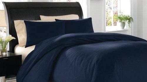 Queen / navy blue / Luxury Egyptian Cotton Sheet Set, Quilt Cover & Pillowcases Sheets, Sheet Sets, Quilt Covers & Complete Bedding Sets