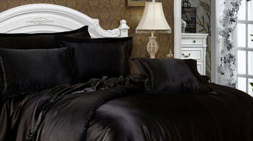 Double / black / Satin Sheet Set, Quilt Cover & Pillowcases Sheets, Sheet Sets, Quilt Covers & Complete Bedding Sets